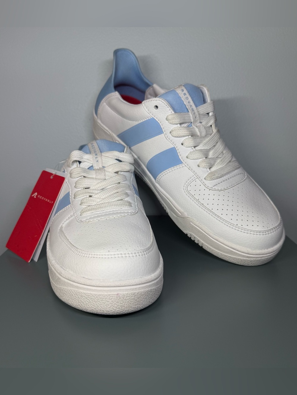 Redvanly Contender White/Blue Leather Sneakers NWOB